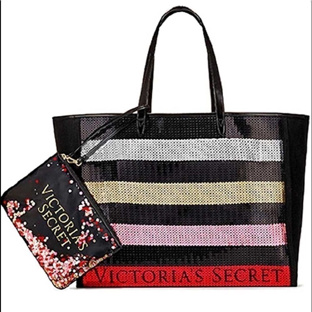 Victoria's Secret Sequin Striped Carryall Tote